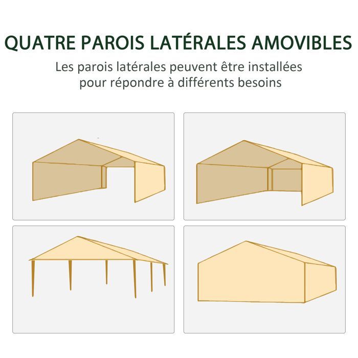 Outsunny - Carpa para fiestas - PE - 585x295x255cm - Blanca