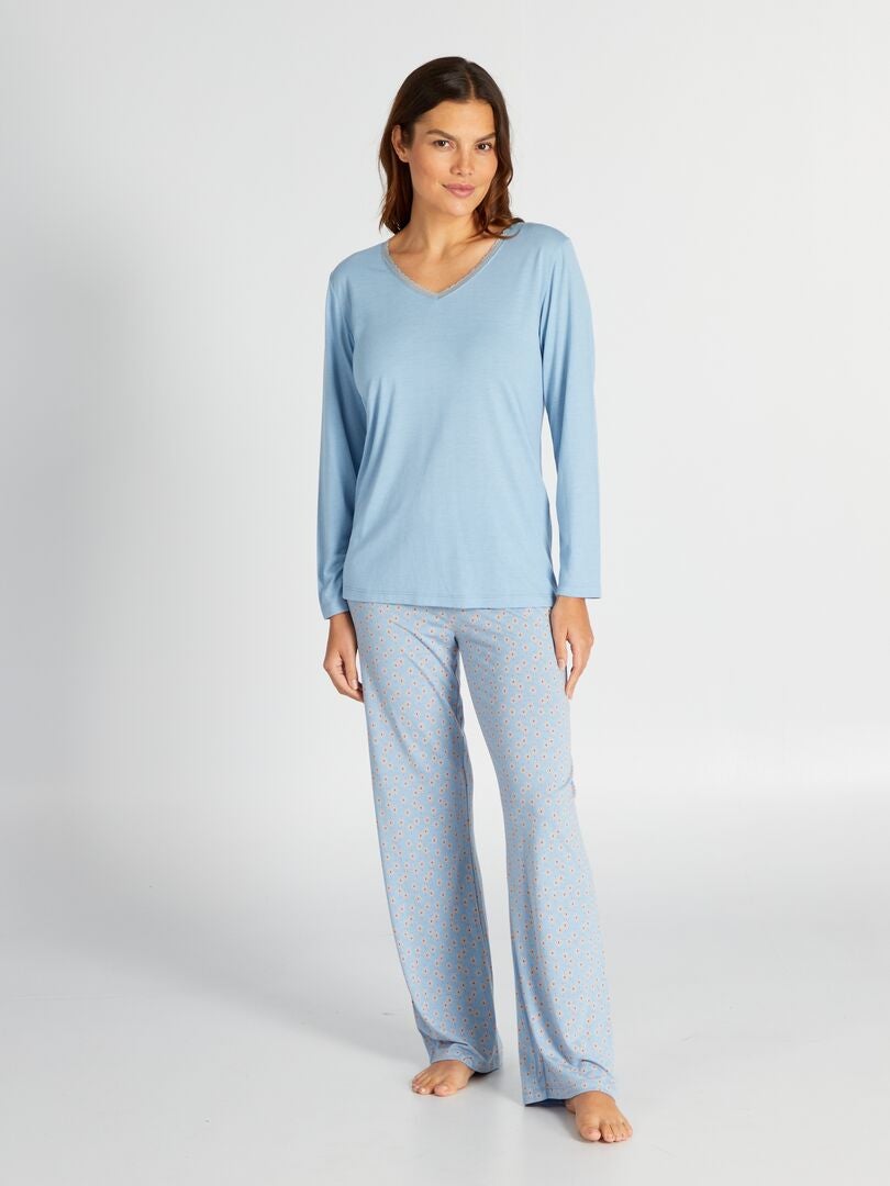 Conjunto de pijama de dos piezas (camiseta y pantalón) - AZUL