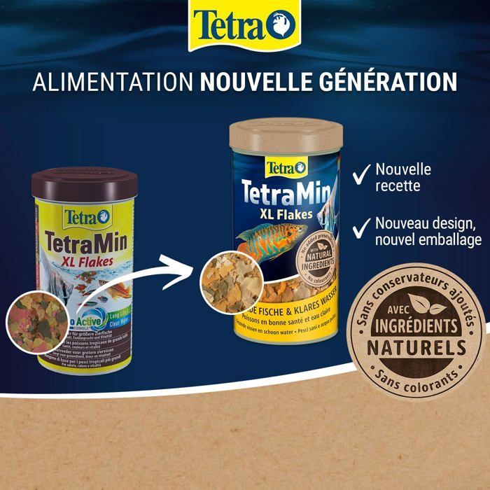 Ração para Peixes - Tetra - TetraMin XL em Flocos - 500 ml - Ingredientes Naturais - Bioativa