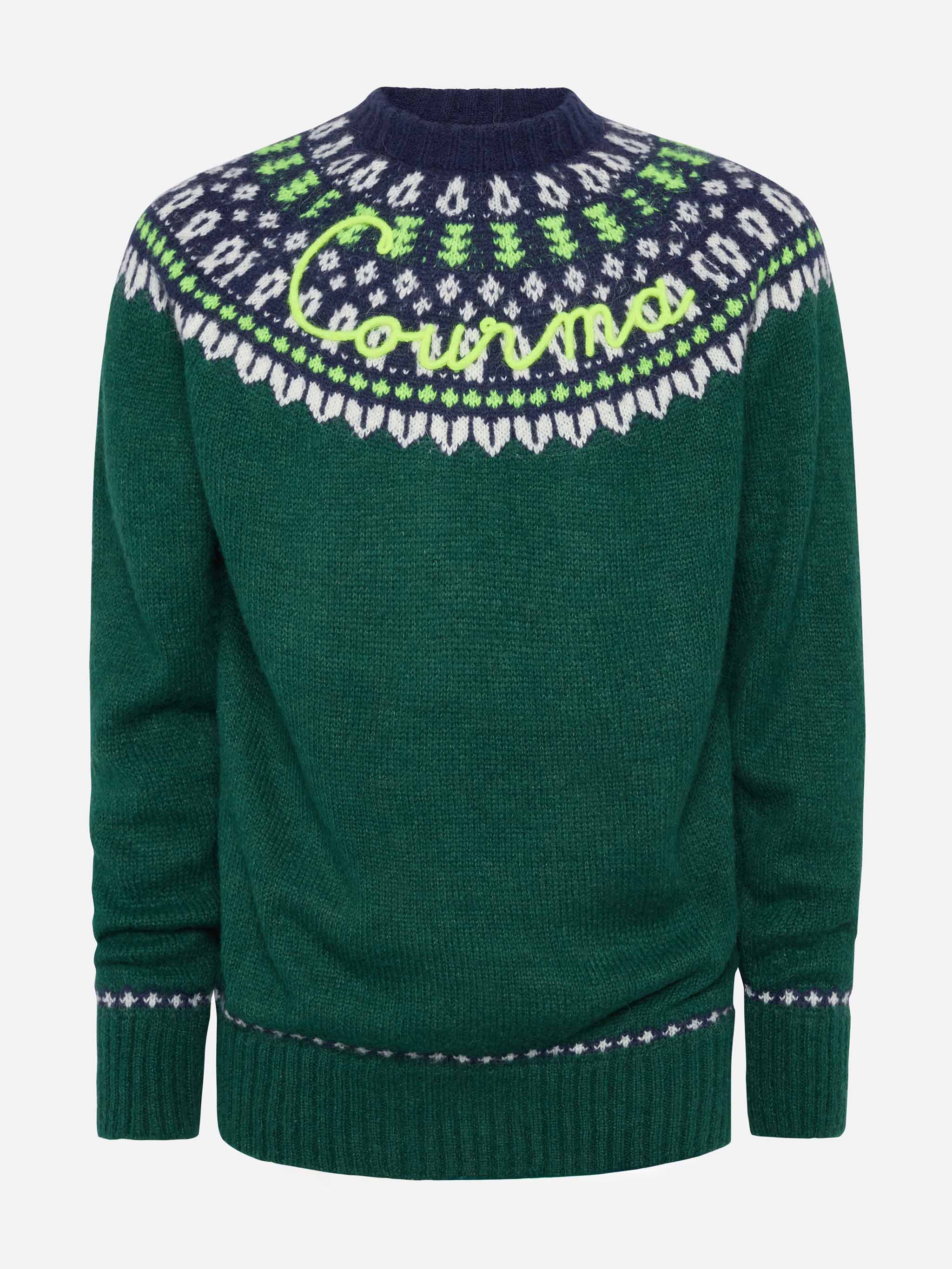 Maglione in alpaca Heron Nordic Soft con jacquard fair isle e ricamo C