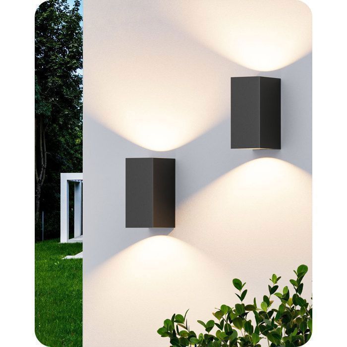EDISHINE 2 apliques de pared para interior/exterior, resistentes al agua IP44, casquillo GU10, bombilla no incluida, color negro, iluminación exterior