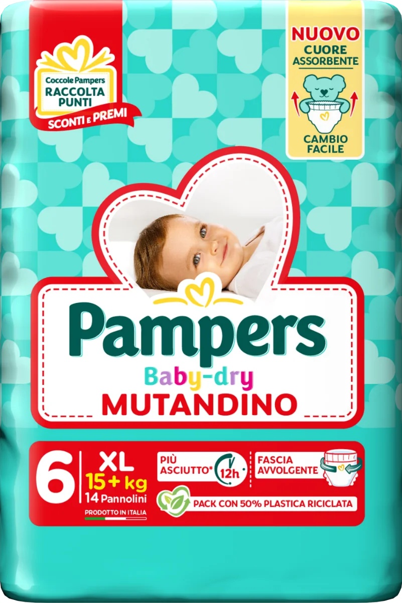 PAMPERS Pañales tipo pantalón Pampers Baby Dry XL, paquete pequeño, 14 unidades, talla 6 (15+ kg)