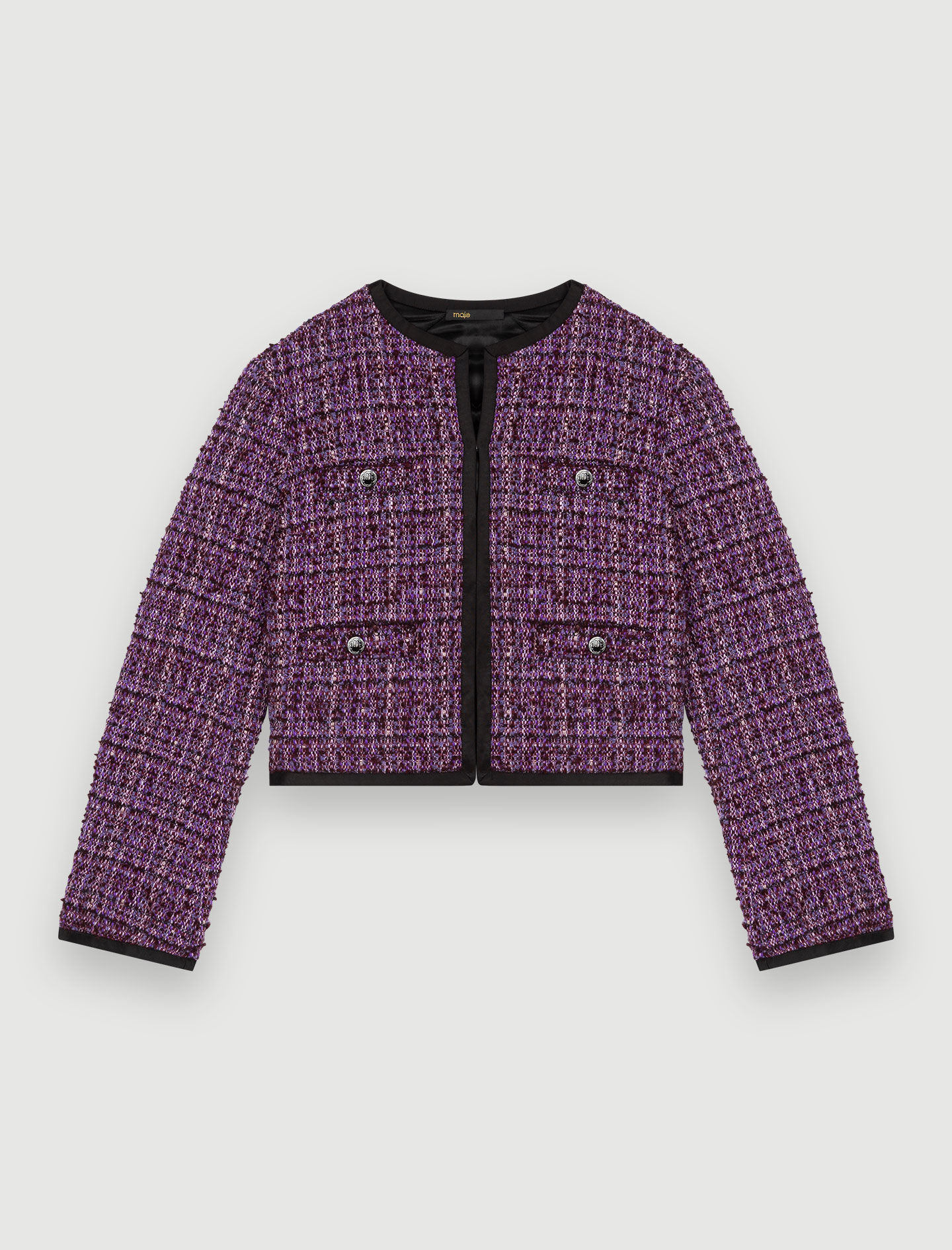 Jachetă matlasată violetă din tweed - Violet