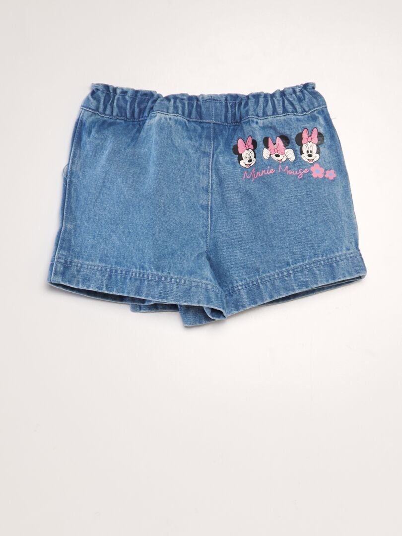 Denim shorts met rok-effect - BLAUW