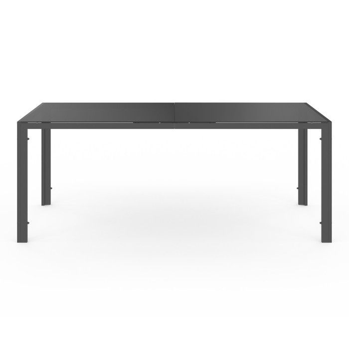 IDMARKET MADRID garden furniture set: 190cm table and 8 stackable chairs, anthracite grey