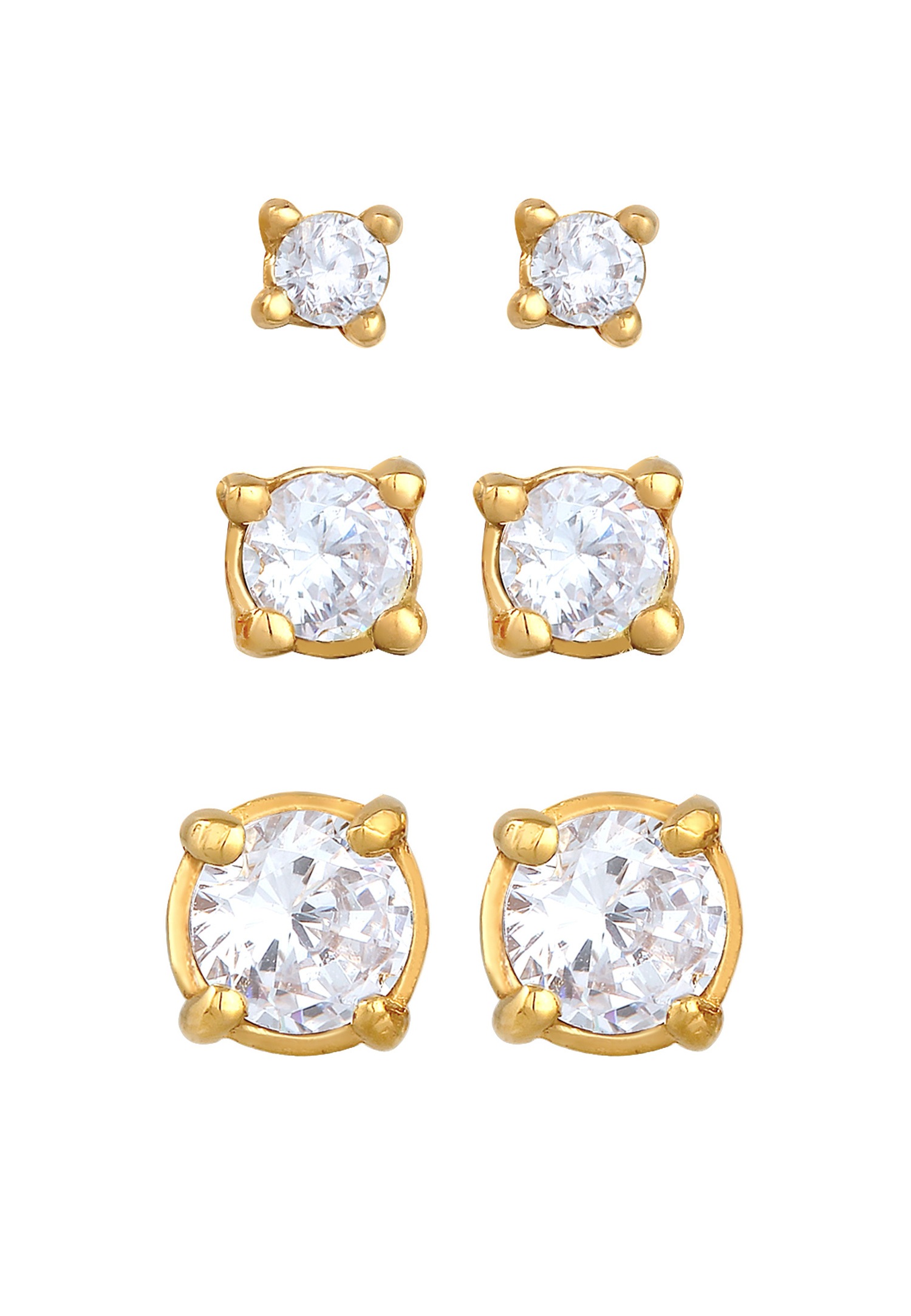 Elli Set de 3 clous d'oreilles pour dames avec zirconium en argent 925 Sterling
