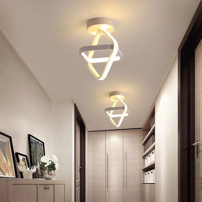 Lámpara de techo LED moderna WOTTES - Diseño geométrico, blanca - para sala de estar, baño - Blanco cálido - 1 unidad Ø25*26CM