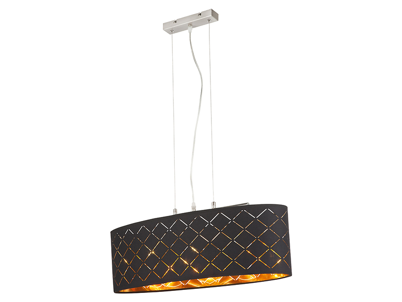 Lampa wisząca Clarke 3-punktowa tkaninowa czarno-złota
