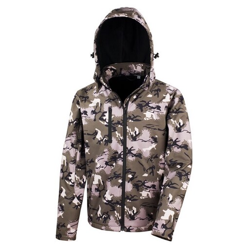  Softshell jaka ar kapuci, kamuflāžas krāsā, TX Result Model