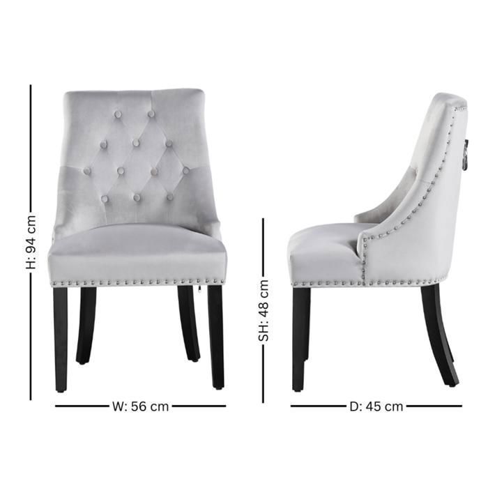 Ensemble de 4 chaises de salle à manger en velours avec dossier – Style design, pieds en bois – Salle à manger et salon