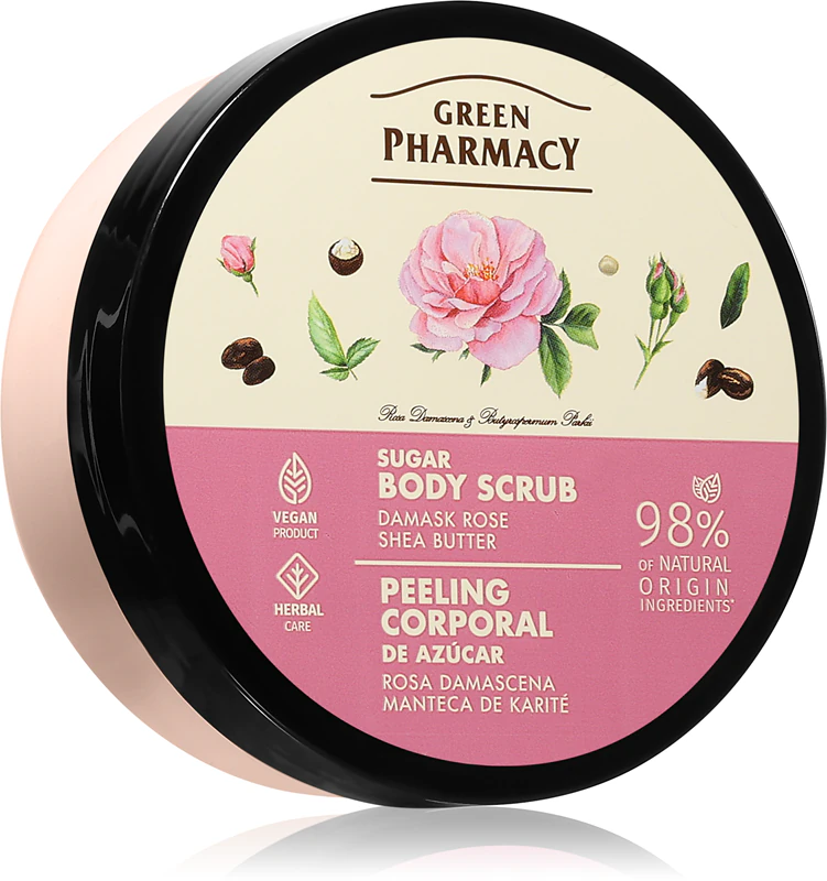 Esfoliante Corporal de Rosa Damascena e Manteiga de Karité da Green Pharmacy