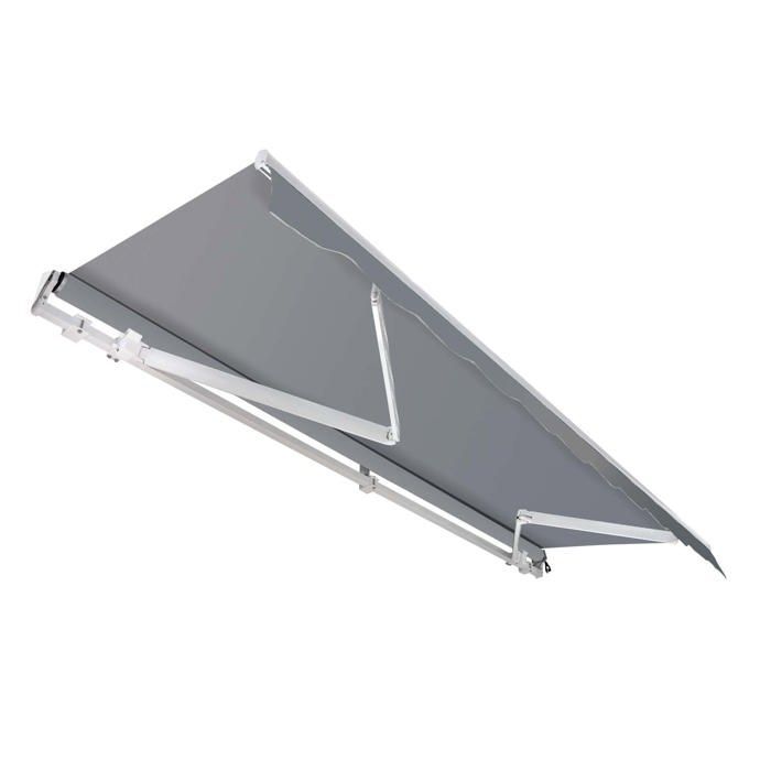 Toboli Store banne rétractable manuel – 3,5 x 3 m – Anthracite – Montage mural – Marquise solaire Auvent Pare-soleil pour terrasse e