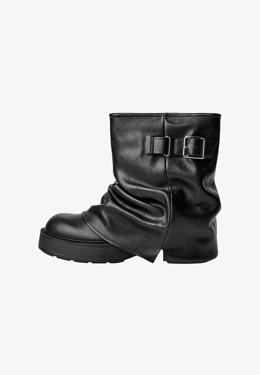 Bershka MET GESP - Cowboy/biker enkellaarsje - zwart