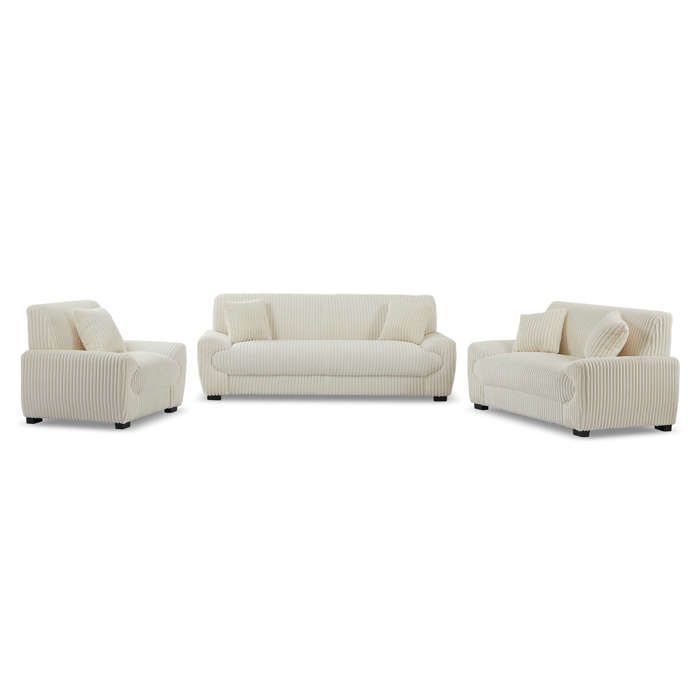 Conjunto de sofá de 3+2 plazas ADEA + sillón en pana beige