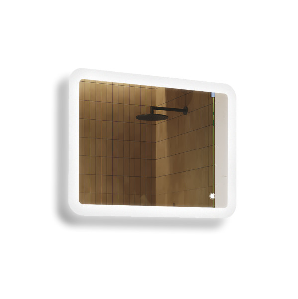 Lustro łazienkowe LED 80x60cm - zaokrąglone - LED Dual, włącznik