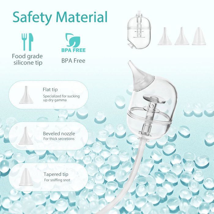 Aspirador nasal eléctrico para bebés con 9 niveles de succión y 3 puntas de silicona, aspirador nasal dividido con luz