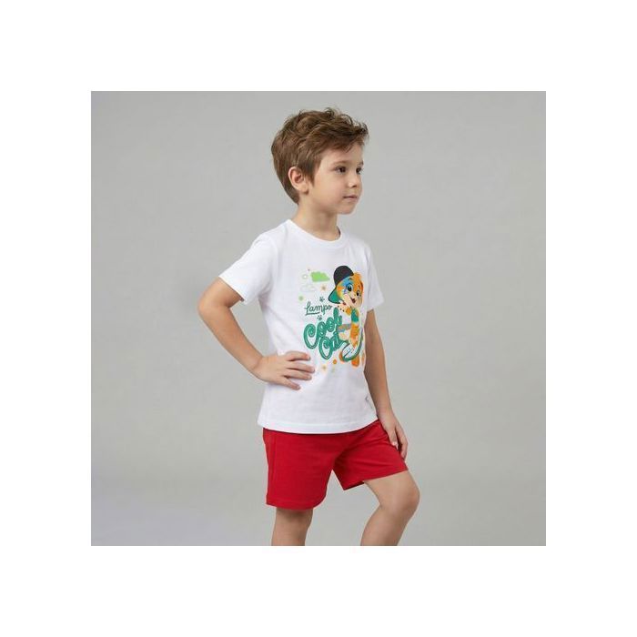 Lampo 44 Katten, katoenen pyjama, tweedelige zomerpyjama met korte mouwen, 100% katoen, 110 cm