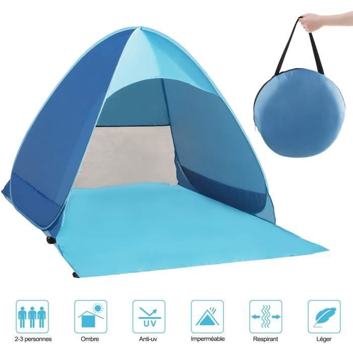Instant Beach Tent - UPF 50+ UV Sun Protection - 2-3 Person - Blue