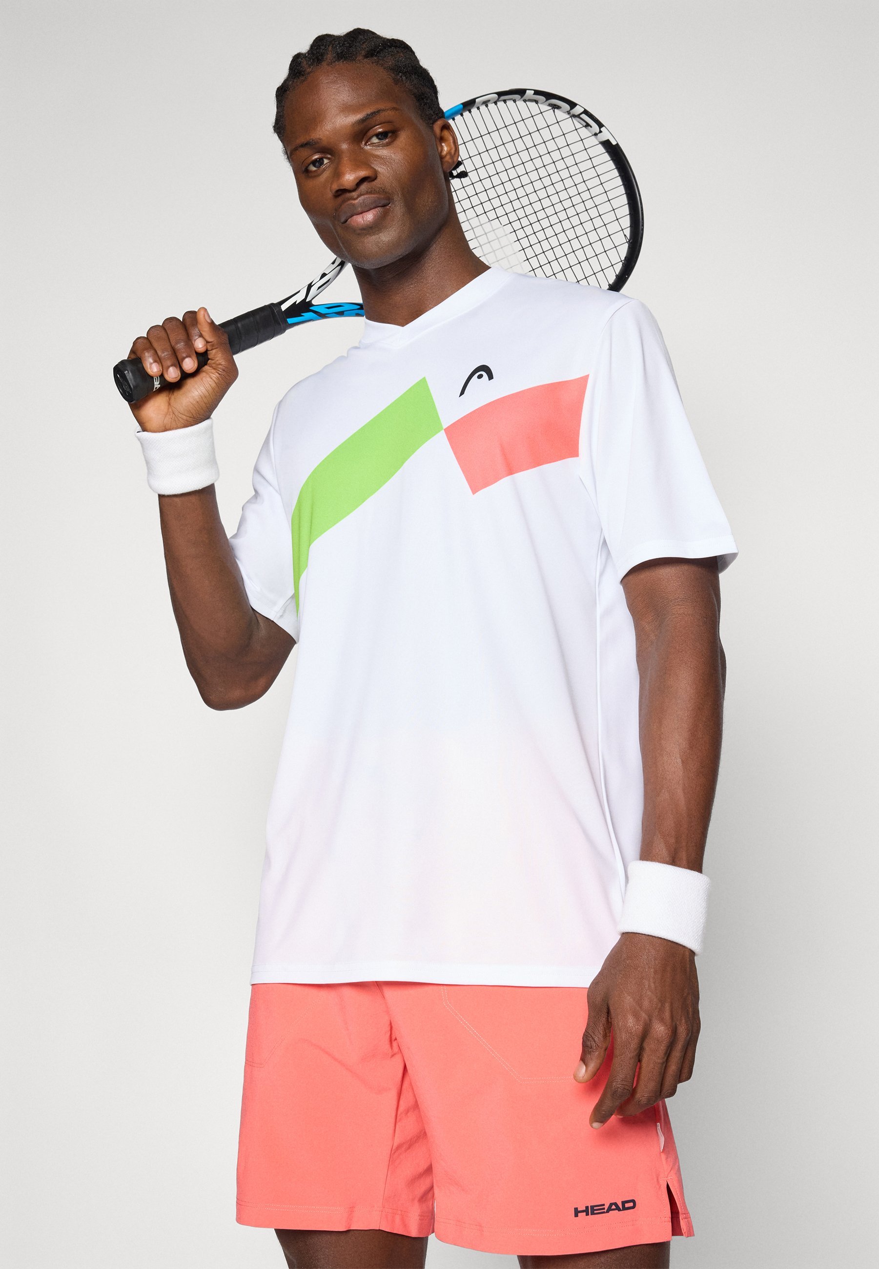 TopSpin heren T-shirt met print - wit/roze/groen