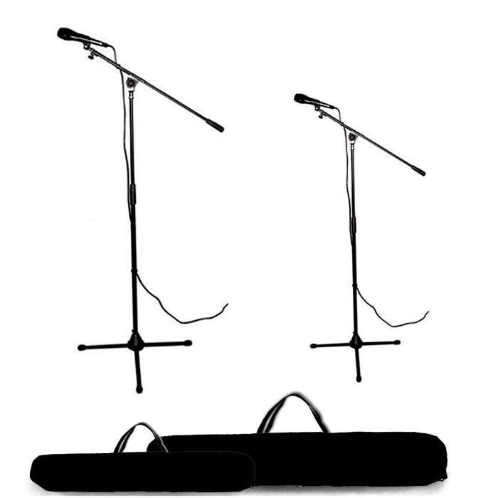Kit con 2 supporti per karaoke + 2 microfoni + borse KMS-07 NERO