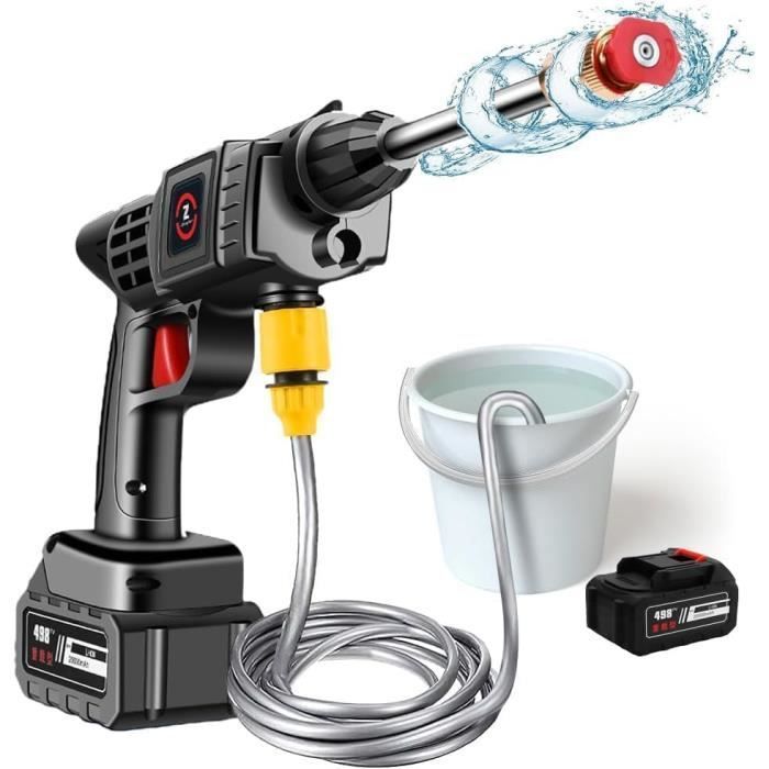 Hidrolimpiadora de alta presión - PRUMYA - 21V/4.0Ah - Presión máxima: 50 Bar - Motor de 200W - Boquilla 6 en 1