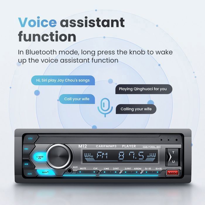 Radio para coche Bluetooth, unidad de radio para coche Bluetooth compatible con USB/AUX/SD/TF/MP3, iluminación de 7 colores, radio para coche de 4x60W 1 DIN