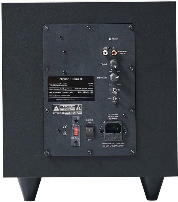 Caisson de basses - Elipson - Horus 8S - Noir Carbone - 150 W RMS - Haut-parleur 20 cm