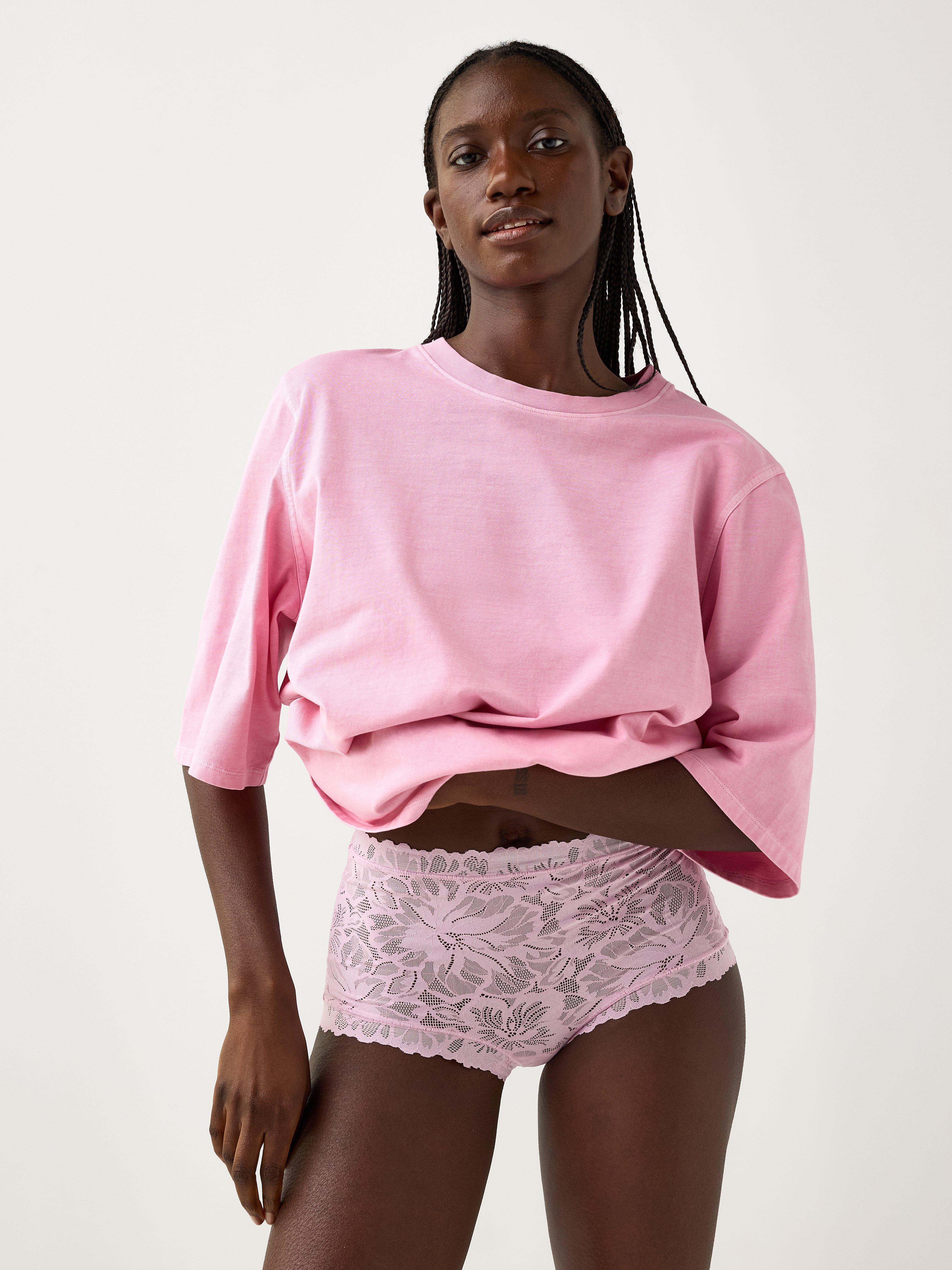 Trosor i spets med hög midja Light Dusty Pink
