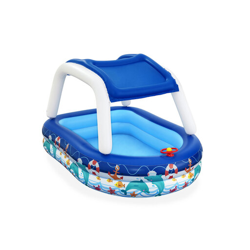Bestway Napuhani bazen 213x155x132 cm s čamcem, zaštitnim krovom i kormilom sa sirenom