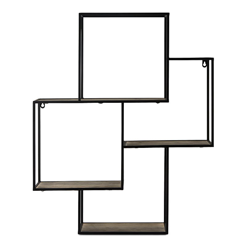 Metallhylla 60 x 15 x 74 cm med trähyllor