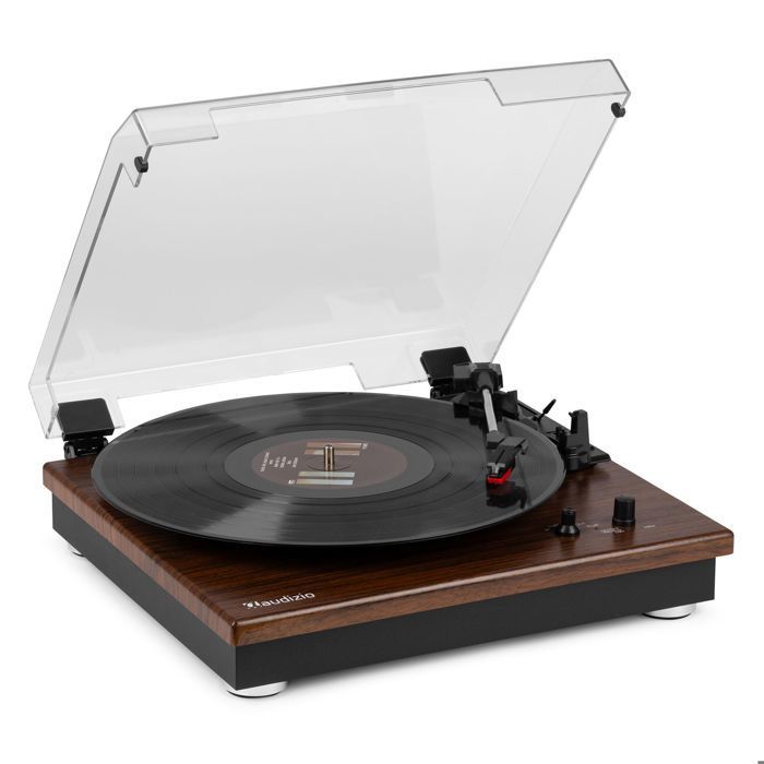 Audizio RP112AD Bluetooth Turntable with Input & Output - Acacia Color, Built-in Stereo Speakers