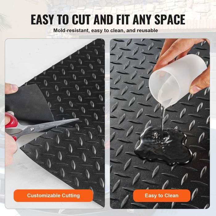Alfombrilla para garaje VEVOR - 1236 x 3065 mm - 3 mm de grosor - para protección del suelo debajo de coches, garaje, gimnasio - Negra