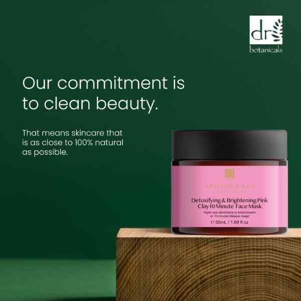 Dr Botanicals avgiftende rosa leirmaske, dobbeltpakning, 2 x 50 ml
