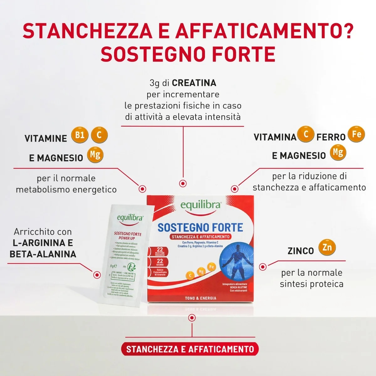 EQUILIBRA Equilibra Strong Support 22 sachets Complément alimentaire contre la fatigue et l'épuisement