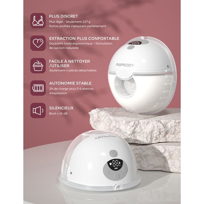 Momcozy M5 Tire-lait Mains Libres Électrique, Tire Lait Portable avec Bride Á Double Étanchéité