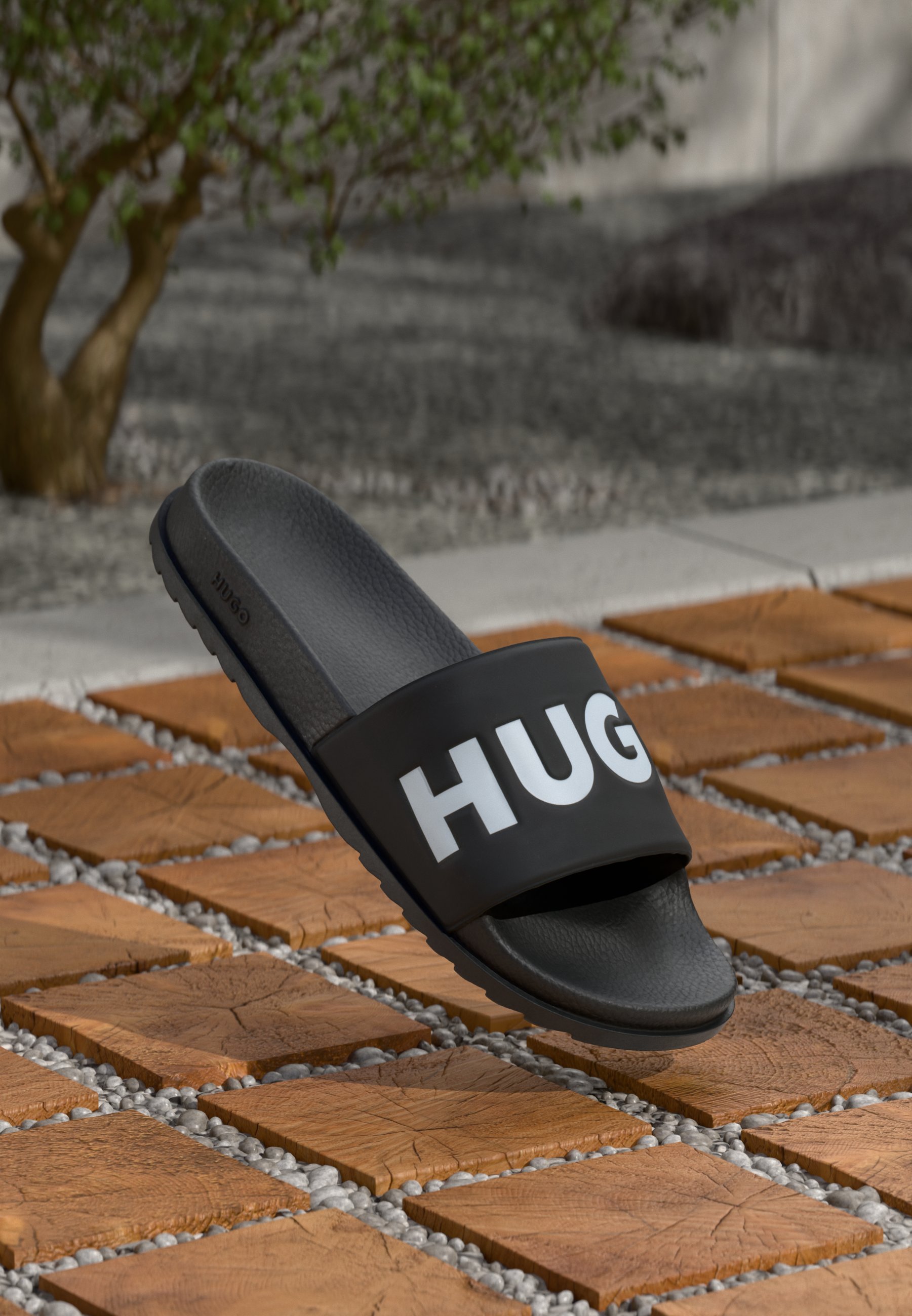 HUGO MATCH IT UNISEX - Badslippers - zwart