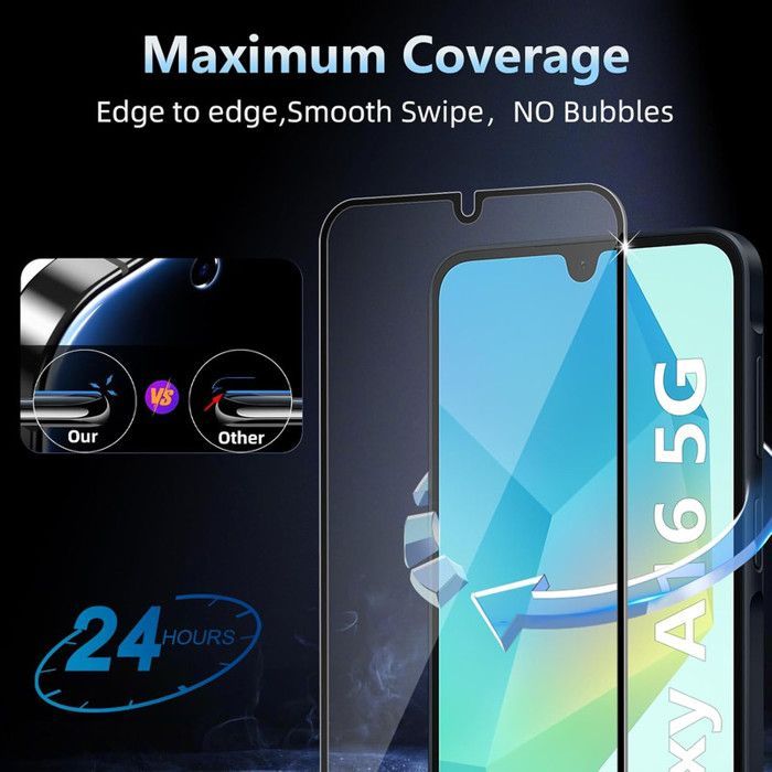 Pack of 2 Full Tempered Glass Screen Protectors for SAMSUNG GALAXY A16 4G/5G/A26 5G - Scratch Resistant - Ultra Durable 9H Hardness