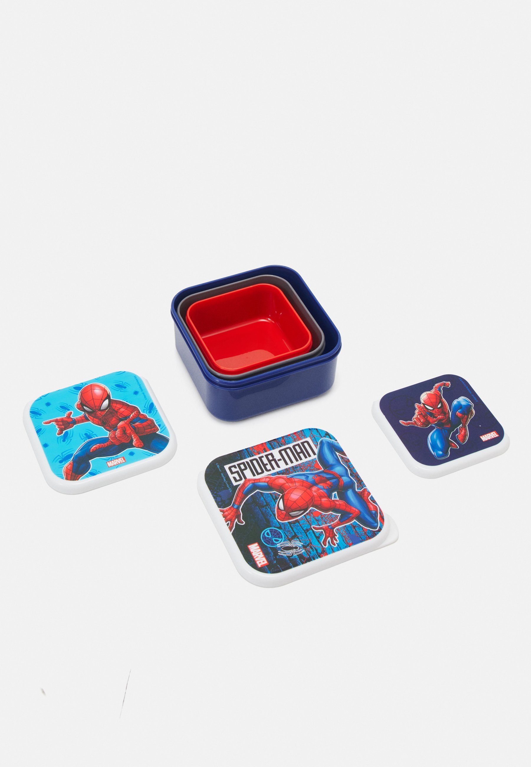 Pudełko na lunch Kidzroom SPIDER-MAN LET'S EAT SNACK BOX 3 w 1 BUTELKA NA NAPÓJ UNISEX ZESTAW - Pudełko na lunch - granatowo-czerwone