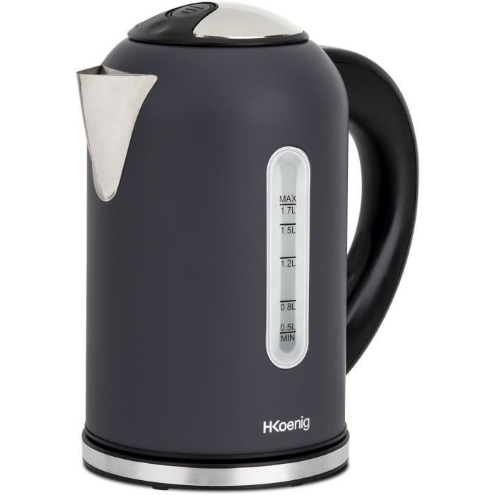 Bouilloire H.KOENIG BOE52 - Capacité 1,7 L - Température réglable 40 à 110°C - Ecran LCD - Gris mat