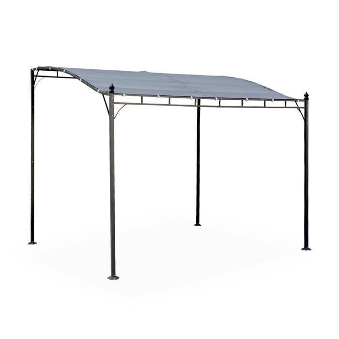 Pérgola de Encosto 3x2,5m - Brestum - Lona Cinza - Pérgola de Parede