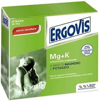 ERGOVIS Ergovis Mg+K Complément alimentaire à base de magnésium et de potassium sans sucre 20 sachets