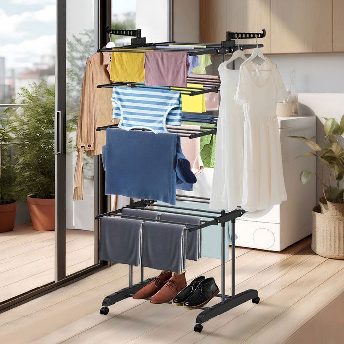 Wevalley Séchoir à Linge étendoir Pliable Ailes latérales sur 4 Niveaux