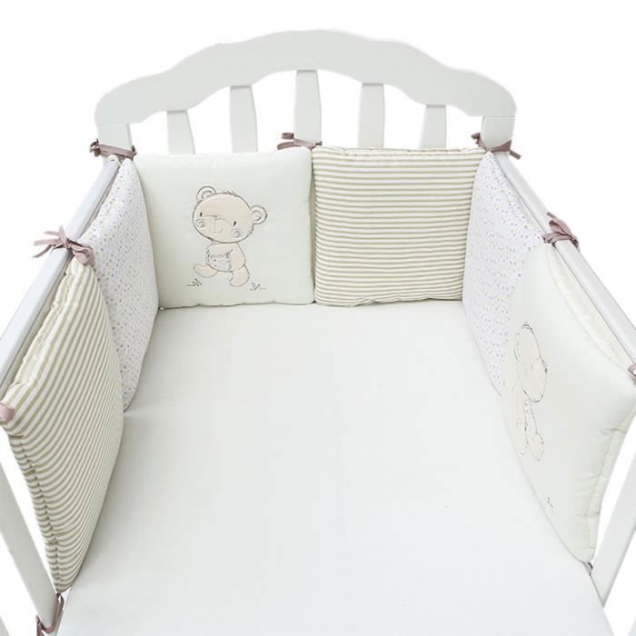 Protector de cuna Qianle - Juego de 6 piezas, 30x30 cm, mezcla de algodón - Beige