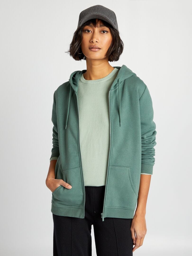 Sudadera con cremallera - gris verdoso