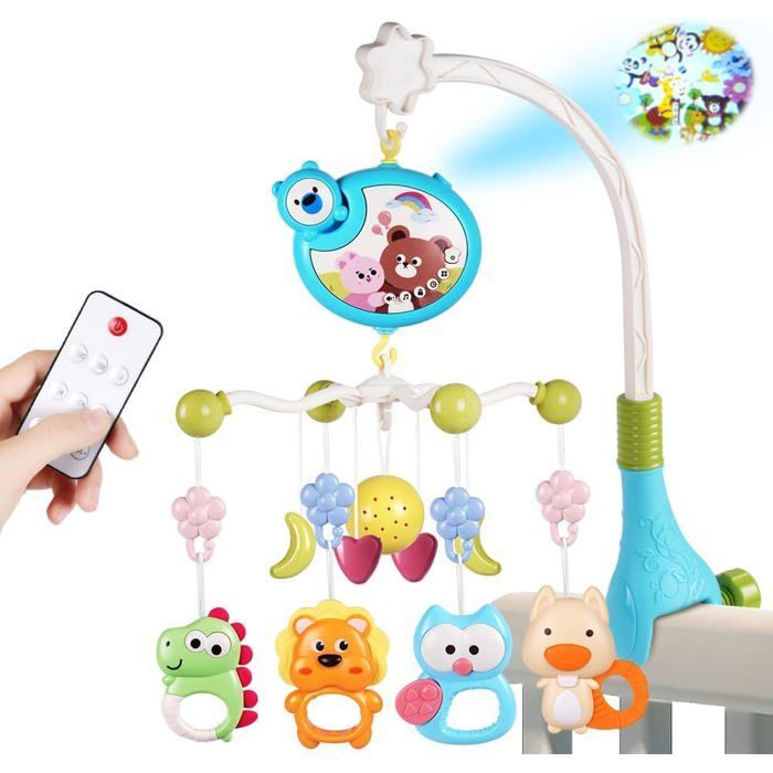 Móvil musical para cuna, desde 0 meses en adelante, móvil para cochecito de bebé, móvil musical 3 en 1 para cuna con luces y música.