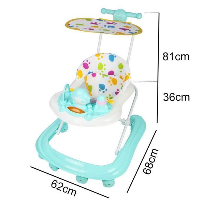 Andador 3 en 1 para bebés niños - MIPAN - Ajustable - Con música - Para el hogar, pequeño, portátil, de viaje - Verde