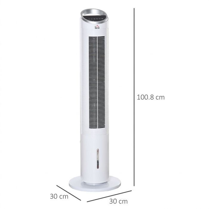 Rafraîchisseur d'Air 3-en-1 Ventilateur Colonne Silencieux Refroidissement par Eau Humidificateur 60W Télécommande Minuteur 8h
