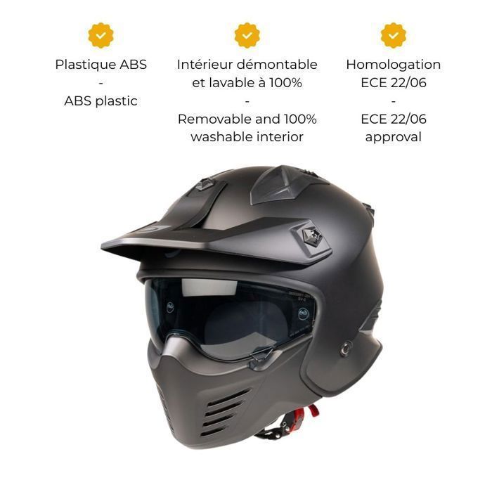 Casco da moto jet MOTOBLOUZ HADES con visiera parasole | Omologato ECE 22.06 | Nero opaco | Casco per scooter MOTOBLOUZ