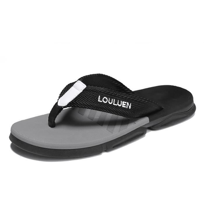 Tongs Homme - Chaussures de Plage Plates légères pour Piscine Calanque Mer Eté - Gris