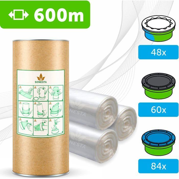 Bolsa de pañales de repuesto universal Eco de 600 m para contenedores compatibles con Tommee Tippee: Twist And Click, Simplee, Tec y otros.